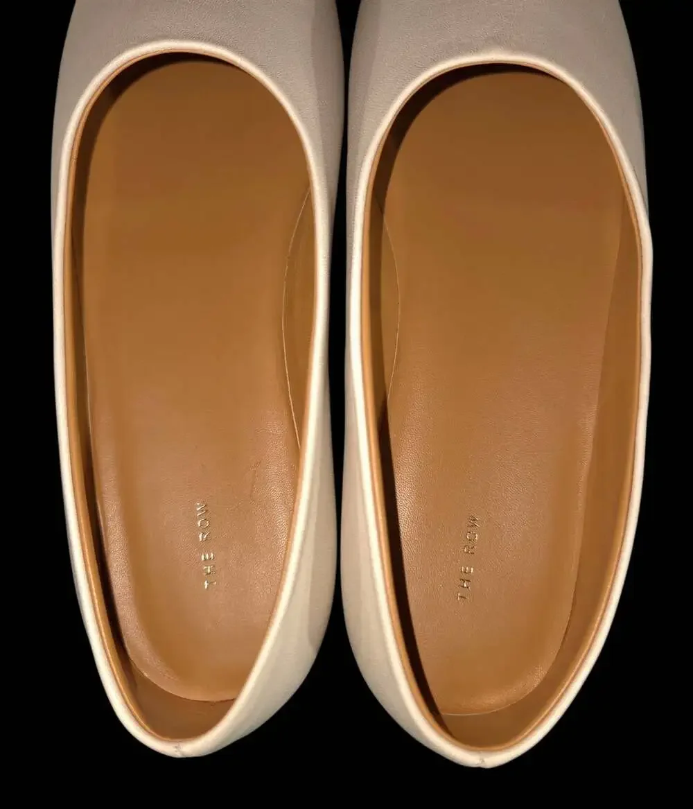 The Row Square Toe Pump US 9 EU 39 Off White Leather Flat Ballet Slipper $990